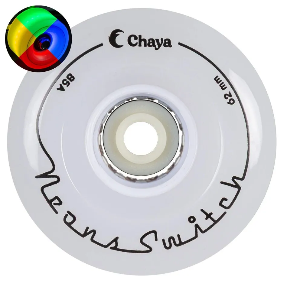 Kolečka Powerslide Chaya Neon Switch LED (4ks), bílá, 85A, 62